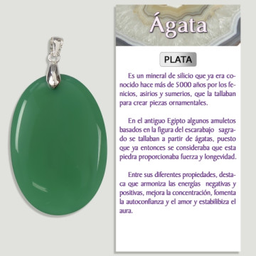 AGATE VERTE. Pendentif en argent. Formes assorties.