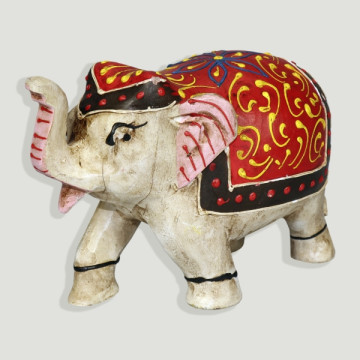 Wooden elephant painted with henna. Assorted colors. 7.5cm.