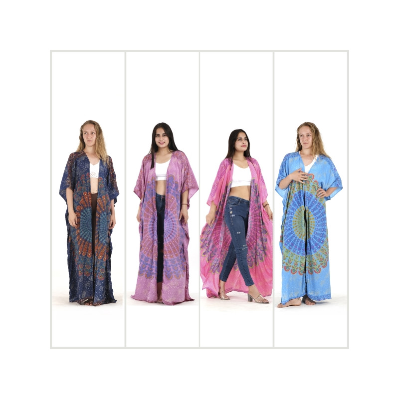 Kimono largo poliéster (efecto seda). Kimono largo poliéster (efecto seda).