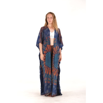 Long polyester kimono (silk effect).