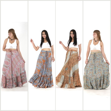 Long polyester skirt (silk effect).