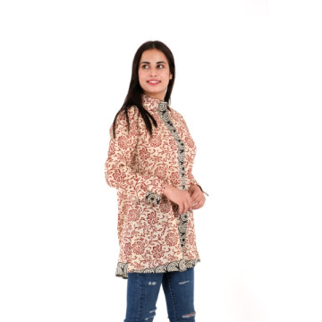 Short block-print tunic.