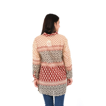 Short block-print tunic.