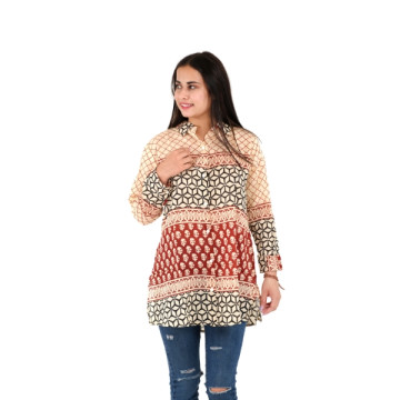 Short block-print tunic.