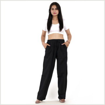 BLACK rayon long pants.