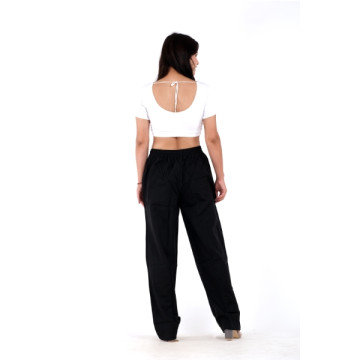 BLACK rayon long pants.