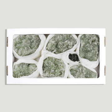 Prehnite Drusy Box. Marrocos. 26x14cm.