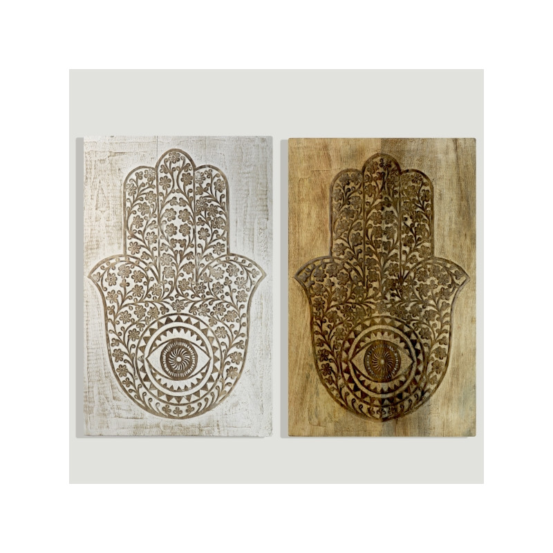 Panel de madera con la mano de Fátima grabado Panel de madera con la mano de Fátima grabado