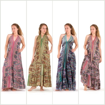 Long polyester dress (silk...