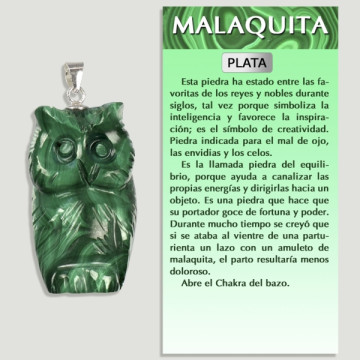 Malachite Owl Silver Pendant