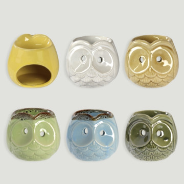 Owl ceramic burner 7x7x6cm assorted color