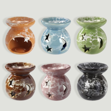 Star-moon ceramic burner 7x8cm assorted color