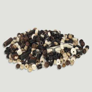 Bag of wood+bone beads - 60gr approx