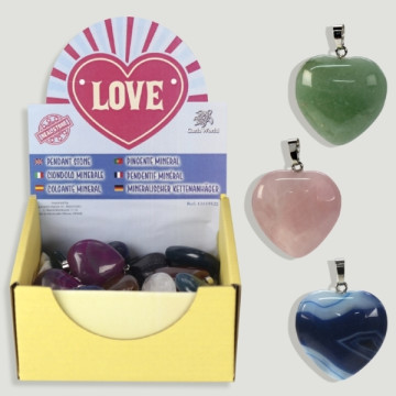 Assorted minimalist heart silver pendant display