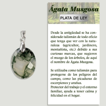 Pingente de prata MOSS AGATE - Forma variada