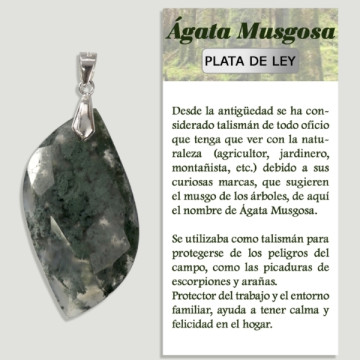 Pingente de prata MOSS AGATE - Forma variada