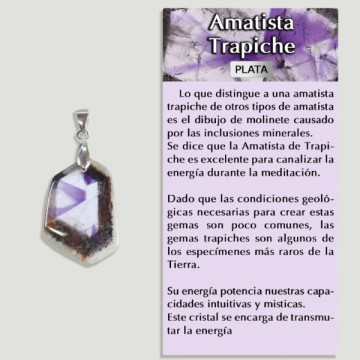 AMETHYST TRAPICHE PLAQUE Pingente de prata - Forma variada