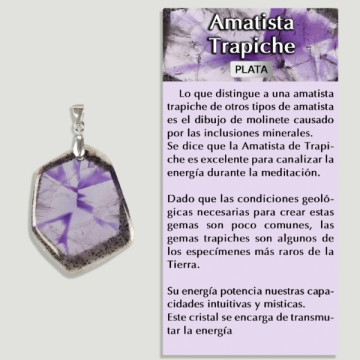 AMETHYST TRAPICHE PLAQUE Silver pendant - Assorted shape