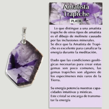 AMETHYST TRAPICHE PLAQUE Silver pendant - Assorted shape