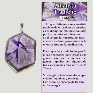 AMETHYST TRAPICHE PLAQUE Pingente de prata - Forma variada