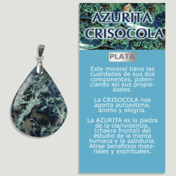 AZURITE CHRYSOCOLE Pendentif en argent - Forme assortie