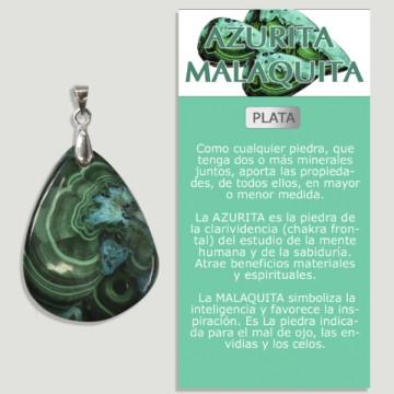 AZURITE MALACHITE Pendentif Argent - Forme assortie