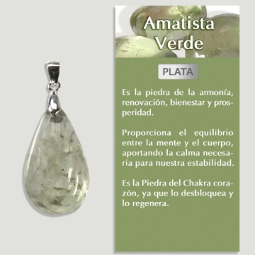 PRASIOLITE AMETHYSTE VERTE Pendentif argent - Forme assortie