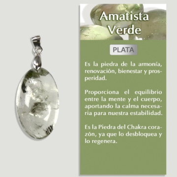 PRASIOLITE AMETHYSTE VERTE Pendentif argent - Forme assortie