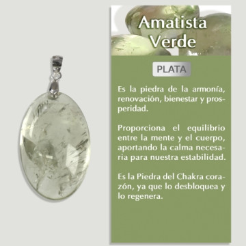 PRASIOLITE AMETHYSTE VERTE Pendentif argent - Forme assortie