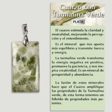 QUARTZ AVEC TOURMALINE VERTE Pendentif en argent - Forme assortie