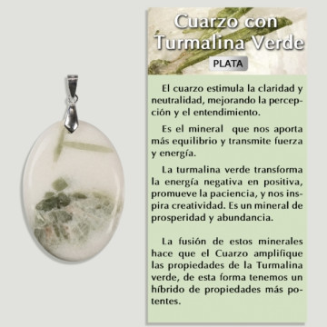 CUARZO CON TURMALINA VERDE Colgante plata - Forma surtida