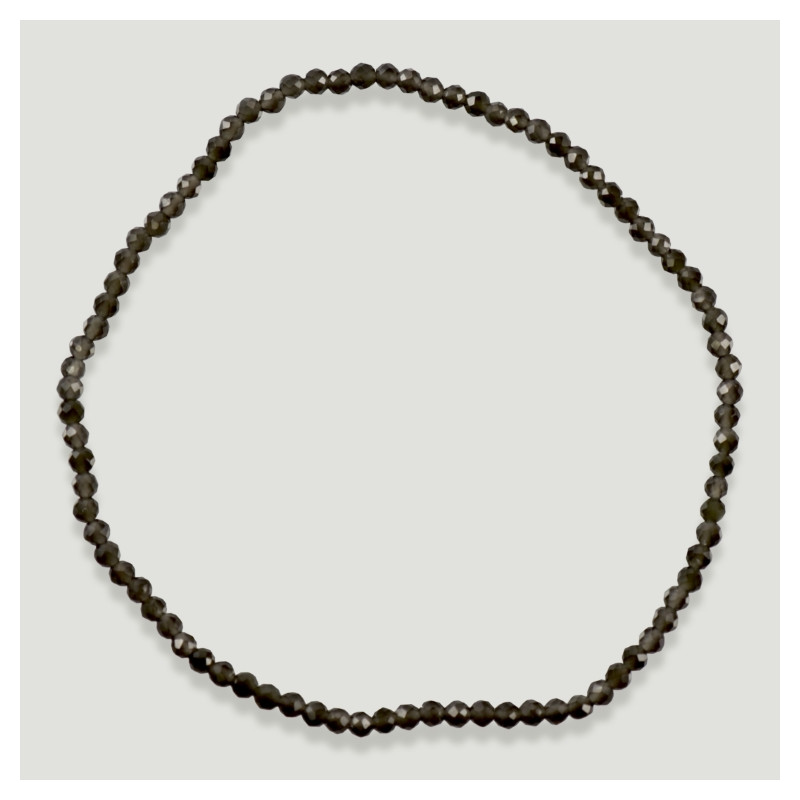 QUARTZ FUMÉ Bracelet boule facette 2MM QUARTZ FUMÉ Bracelet boule facette 2MM