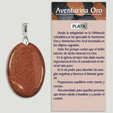 GOLD AVENTURINE Pendentif argent – ​​Forme assortie