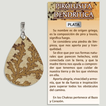 PYROLUSITA DENTITRICA Pendentif en argent – ​​Forme assortie