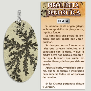 PYROLUSITA DENTITRICA Pendentif en argent – ​​Forme assortie