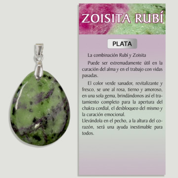 ZOISITA RUBI Pendentif en argent – ​​Forme assortie