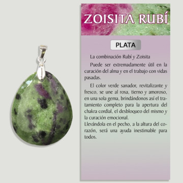 ZOISITA RUBI Pendentif en argent – ​​Forme assortie