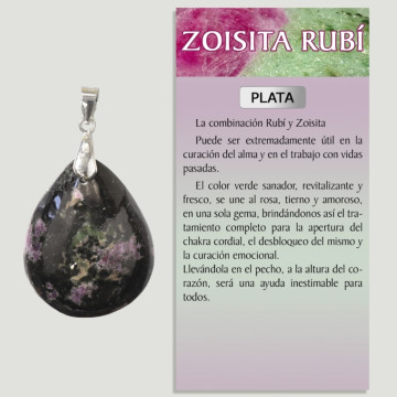 ZOISITA RUBI Pendentif en argent – ​​Forme assortie