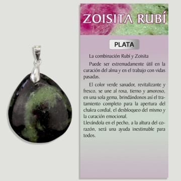 ZOISITA RUBI Pendentif en argent – ​​Forme assortie