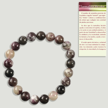 TOURMALINE BICOLORE Bracelet boule élastique 8mm Qualité B