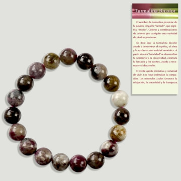 TOURMALINE BICOLORE Bracelet boule élastique 10mm Qualité B