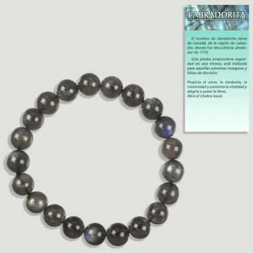 LABRADORITE Bracelet boule élastique 9mm