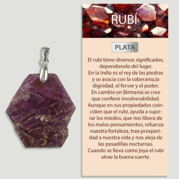 FLAT RUBY Silver pendant - Assorted shape