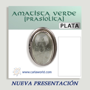 Anel de Prata Ajustável PRASIOLITE (PREÇO POR GRAMA)