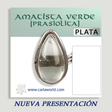 Anel de Prata Ajustável PRASIOLITE (PREÇO POR GRAMA)