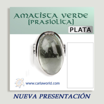 Anel de Prata Ajustável PRASIOLITE (PREÇO POR GRAMA)