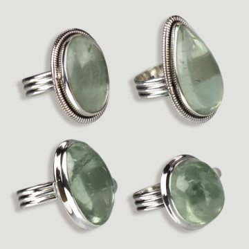 PRASIOLITE Adjustable Silver Ring (PRICE PER GRAM)