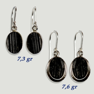ROUGH BLACK TOURMALINE Cabochon Silver Earrings 7.3gr-7.6gr (PRICE PER GRAM)