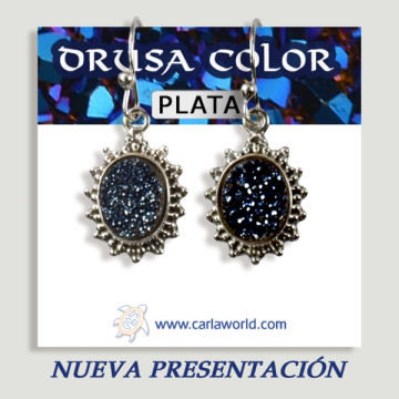 Pendientes Plata Cabujón DRUSA COLOR 4,2 gr-5,2gr (PRECIO POR GRAMO)