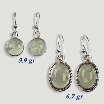 Silver Earrings Cabochon GREEN AMETHYST 3.9gr - 6.7gr (PRICE PER GRAM)